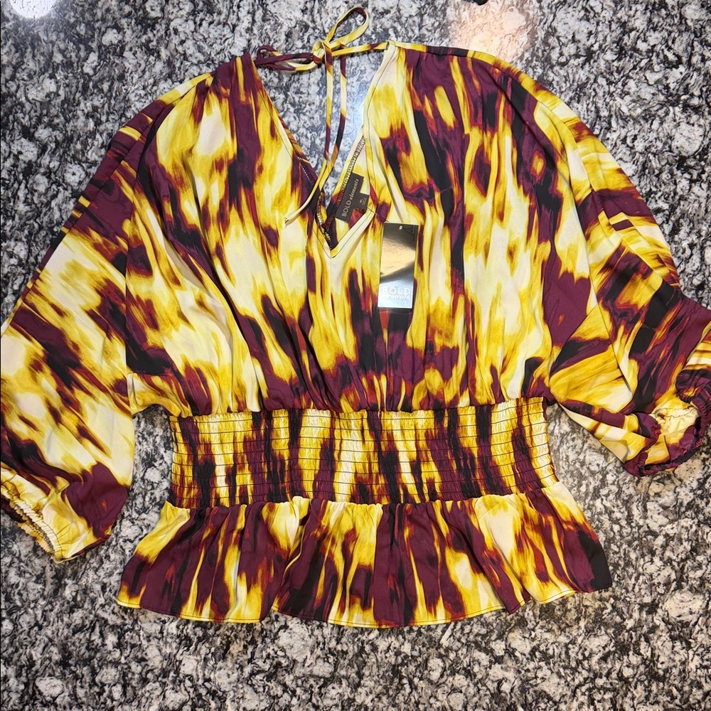 BOLD elements Yellow and Maroon Blouse